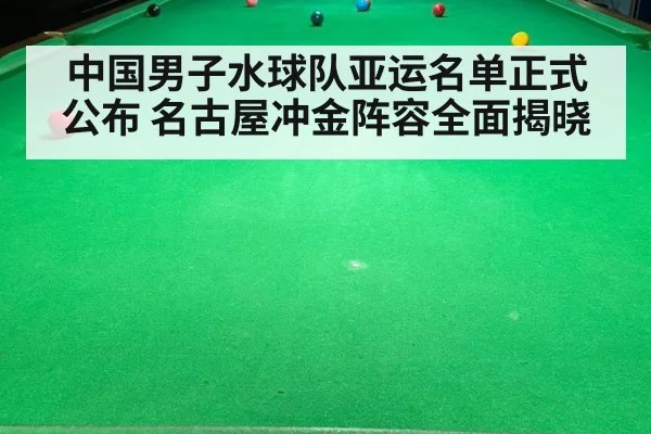 中国男子水球队亚运名单正式公布 名古屋冲金阵容全面揭晓